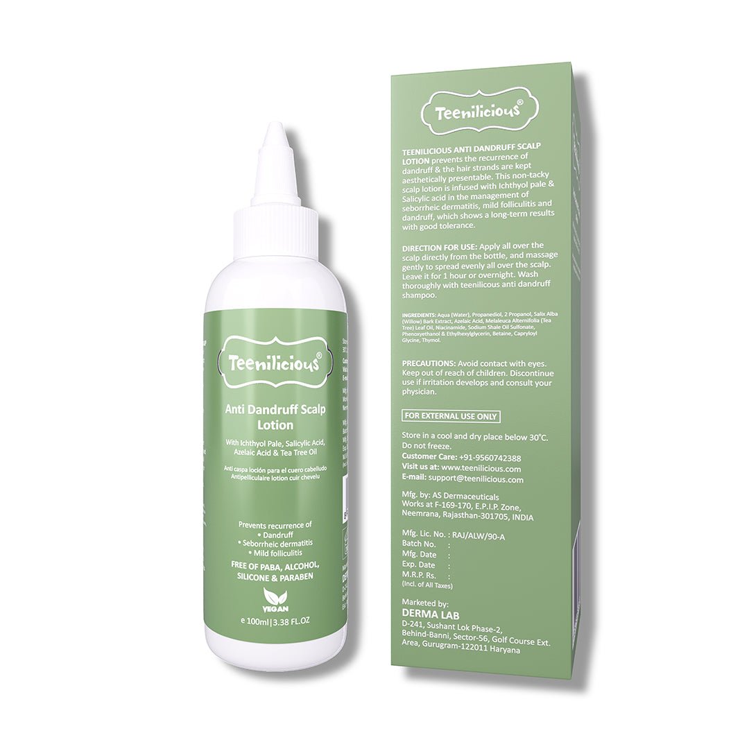 Teenilicious Anti-dandruff lotion with Salicylic Acid, Azelaic Acid & Tea Tree Oil for Folliculitis