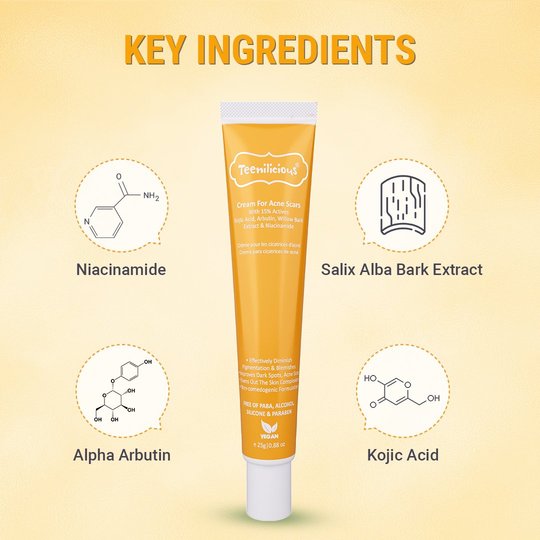 Teenilicious Face Cream with Niacinamide & Kojic Acid for Acne Scars