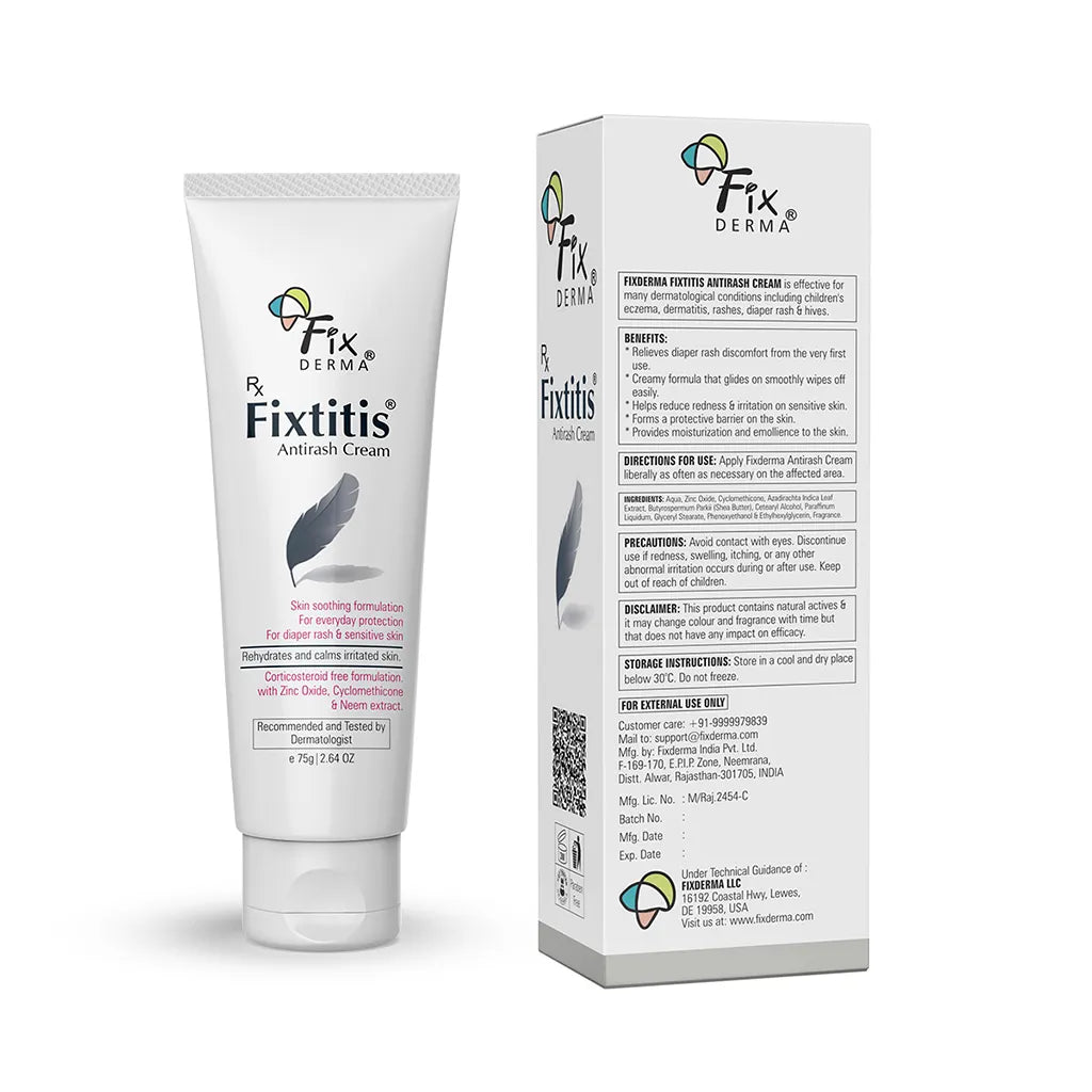 Fixtitis Anti Rash Cream for Rashes, Diaper Rash, Heat Rash | 15% Zinc oxide