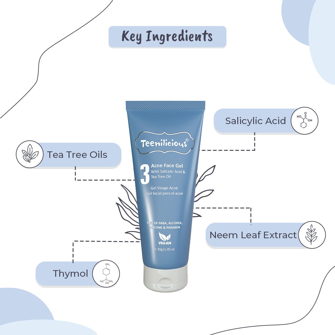 Key Ingredients Of Acne Face Gel With Salicylic Acid & Tea Tree Oil