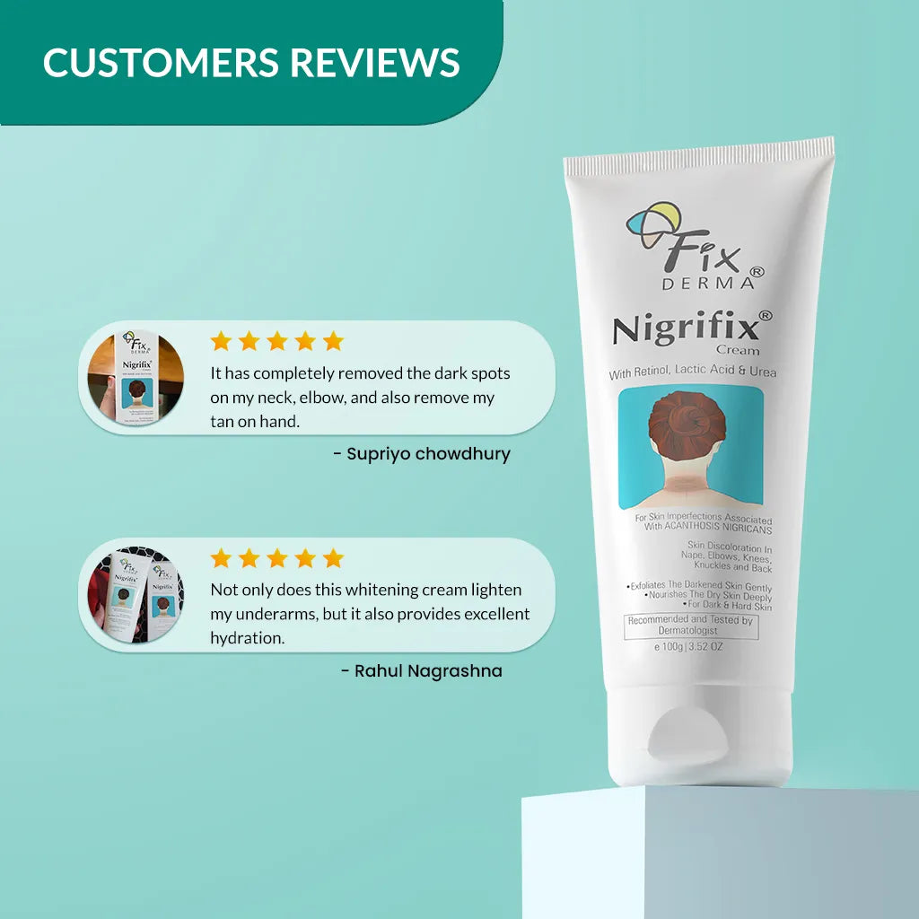 Nigrifix Cream - Reduces Dark Elbows, Knees, Underarms, & Neck | 10% Lactic Acid + 0.1% Retinol