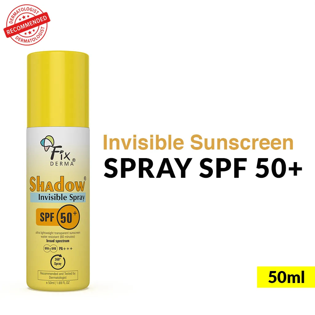 50ml spray bottle of Shadow Invisible Spray SPF 50+ in white background