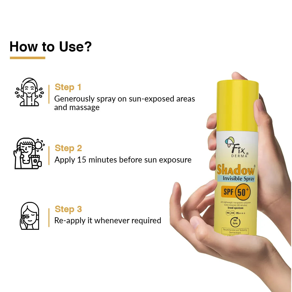 Usage instructions for Shadow Invisible Spray SPF 50+