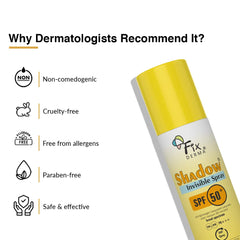 Dermatologists recommended Fixderma Shadow Invisible Spray SPF 50+