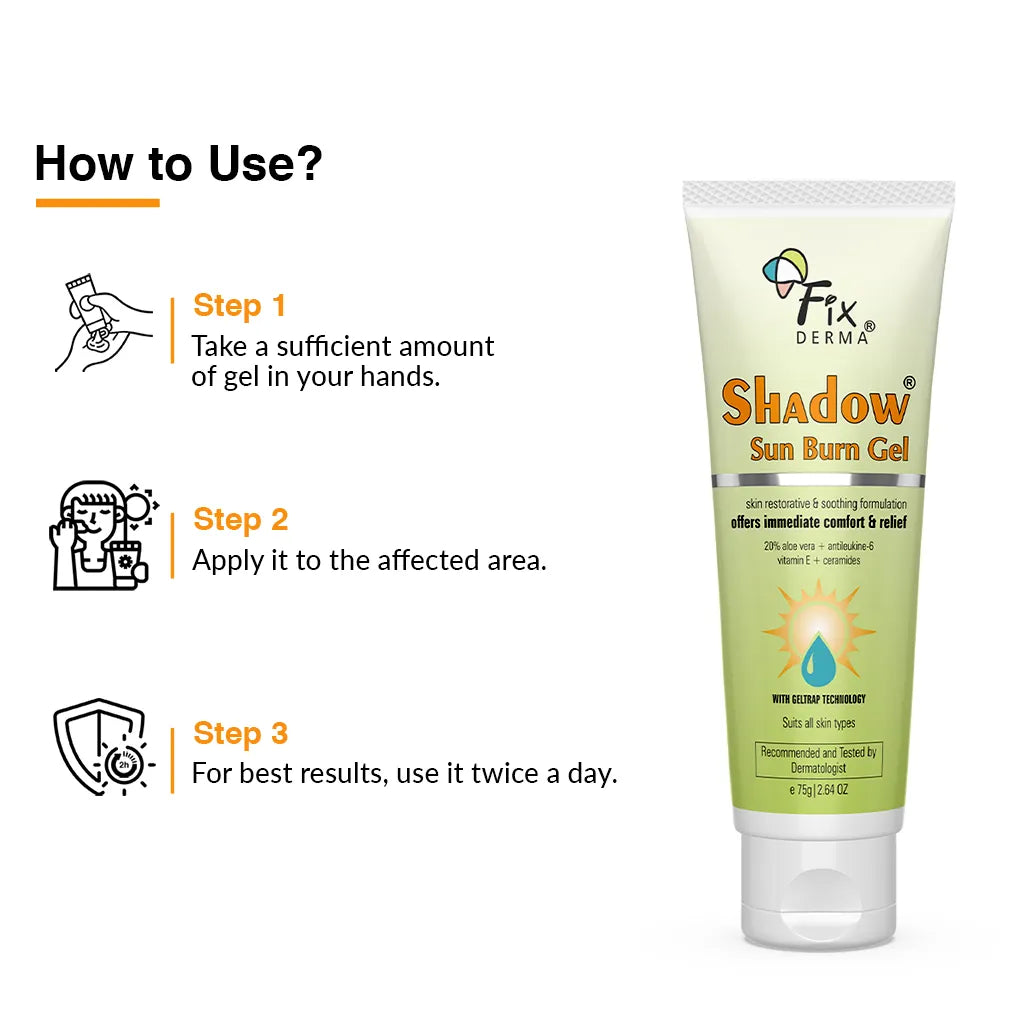 Usage instructions for Shadow Sun Burn Gel