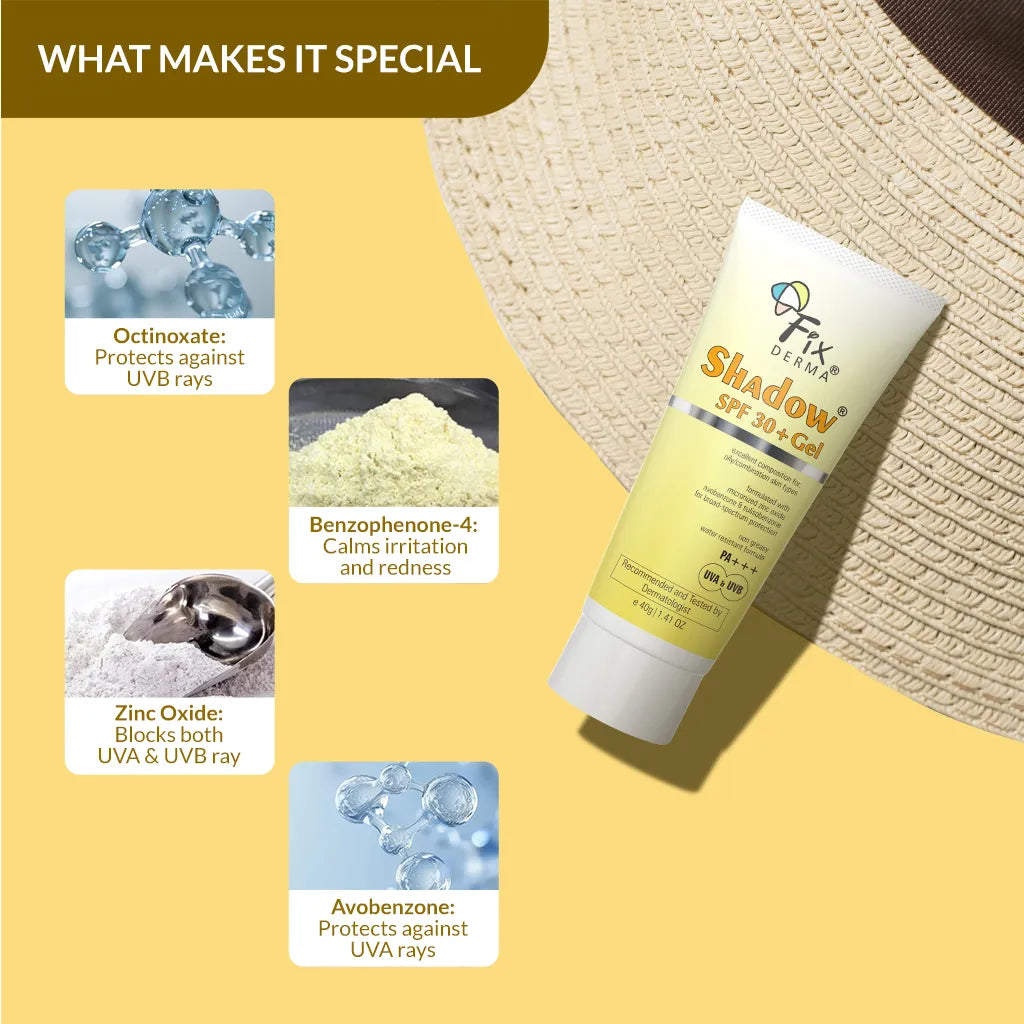 Shadow SPF 30+ Gel | Sunscreen for Oily & Acne Prone Skin | Protection against UVA and UVB rays