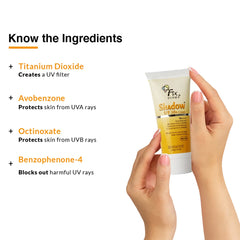 Know the ingredients of Fixderma Shadow Sunscreen For Dry Skin SPF 50+